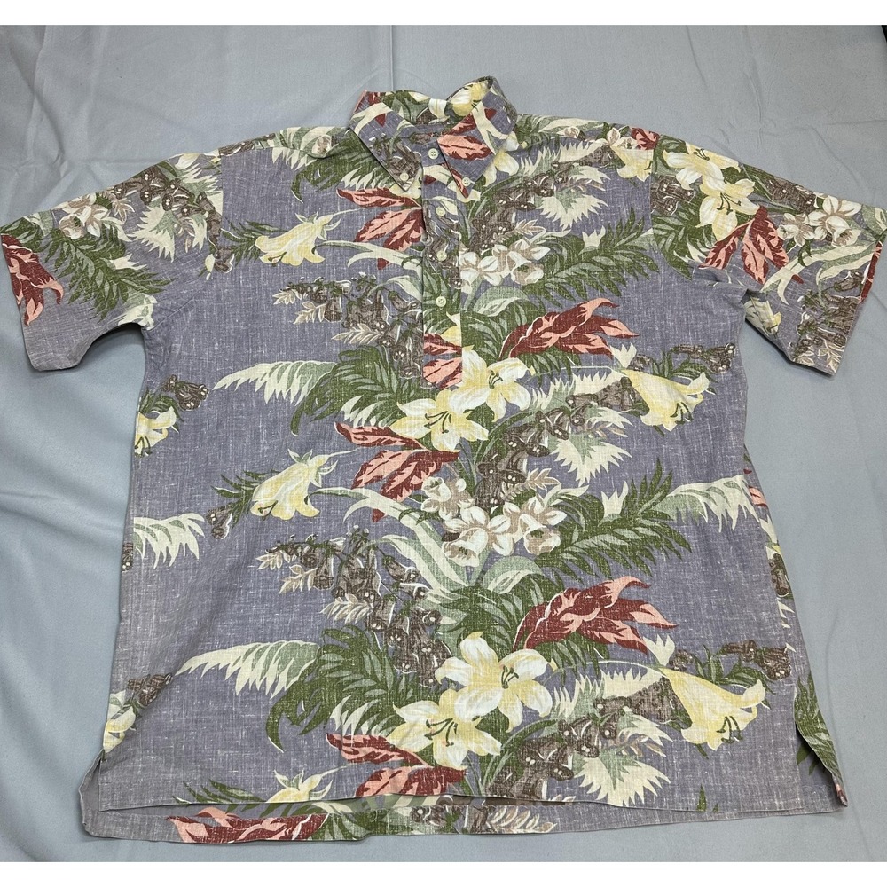 Vintage Reyn Spooner Shirt Mens Large Aloha Commemorative Reverse Print 80s 90s